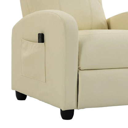 HOMCOM Recliner Armchair, Massage Faux Leather Push Back Reclining Chair with Adjustable Leg Rest, Side Pocket Additional View 13