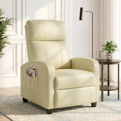 HOMCOM Recliner Armchair, Massage Faux Leather Push Back Reclining Chair with Adjustable Leg Rest, Side Pocket Additional View 14