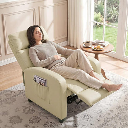 HOMCOM Recliner Armchair, Massage Faux Leather Push Back Reclining Chair with Adjustable Leg Rest, Side Pocket Additional View 2