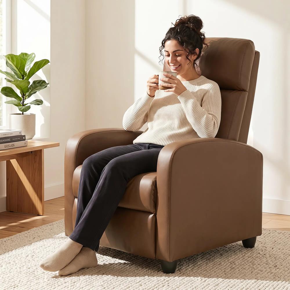 HOMCOM Recliner Armchair, Massage Faux Leather Push Back Reclining Chair with Adjustable Leg Rest, Side Pocket Additional View 23
