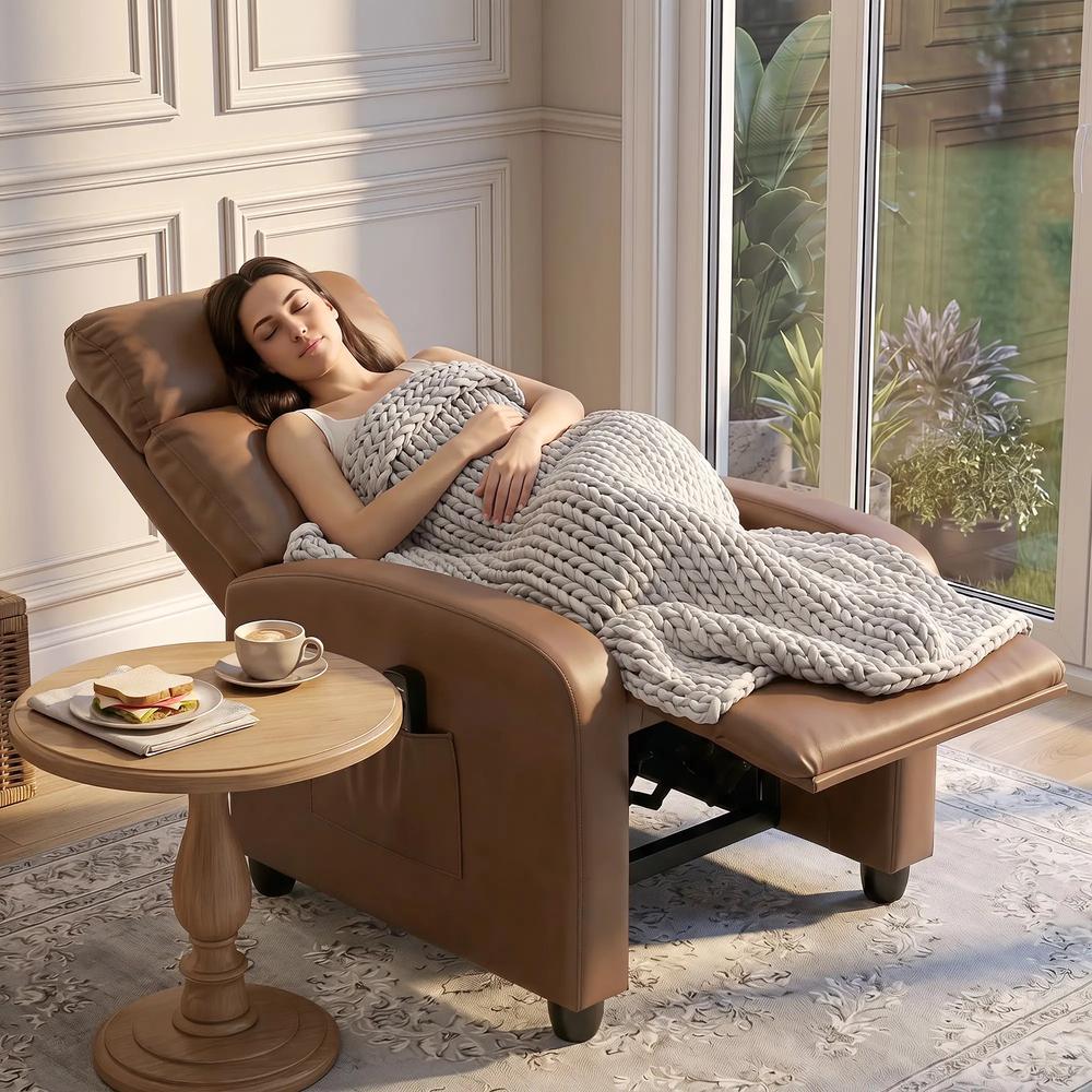 HOMCOM Recliner Armchair, Massage Faux Leather Push Back Reclining Chair with Adjustable Leg Rest, Side Pocket Additional View 24