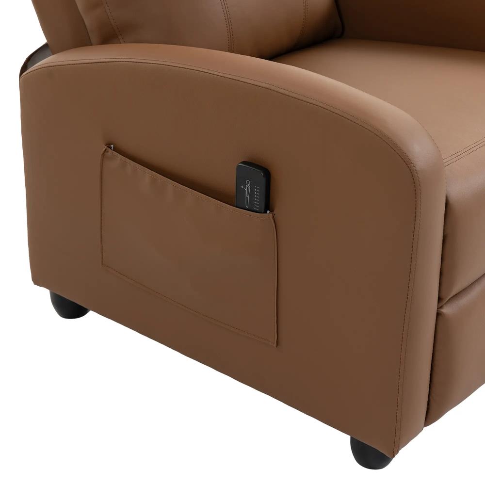 HOMCOM Recliner Armchair, Massage Faux Leather Push Back Reclining Chair with Adjustable Leg Rest, Side Pocket Additional View 27