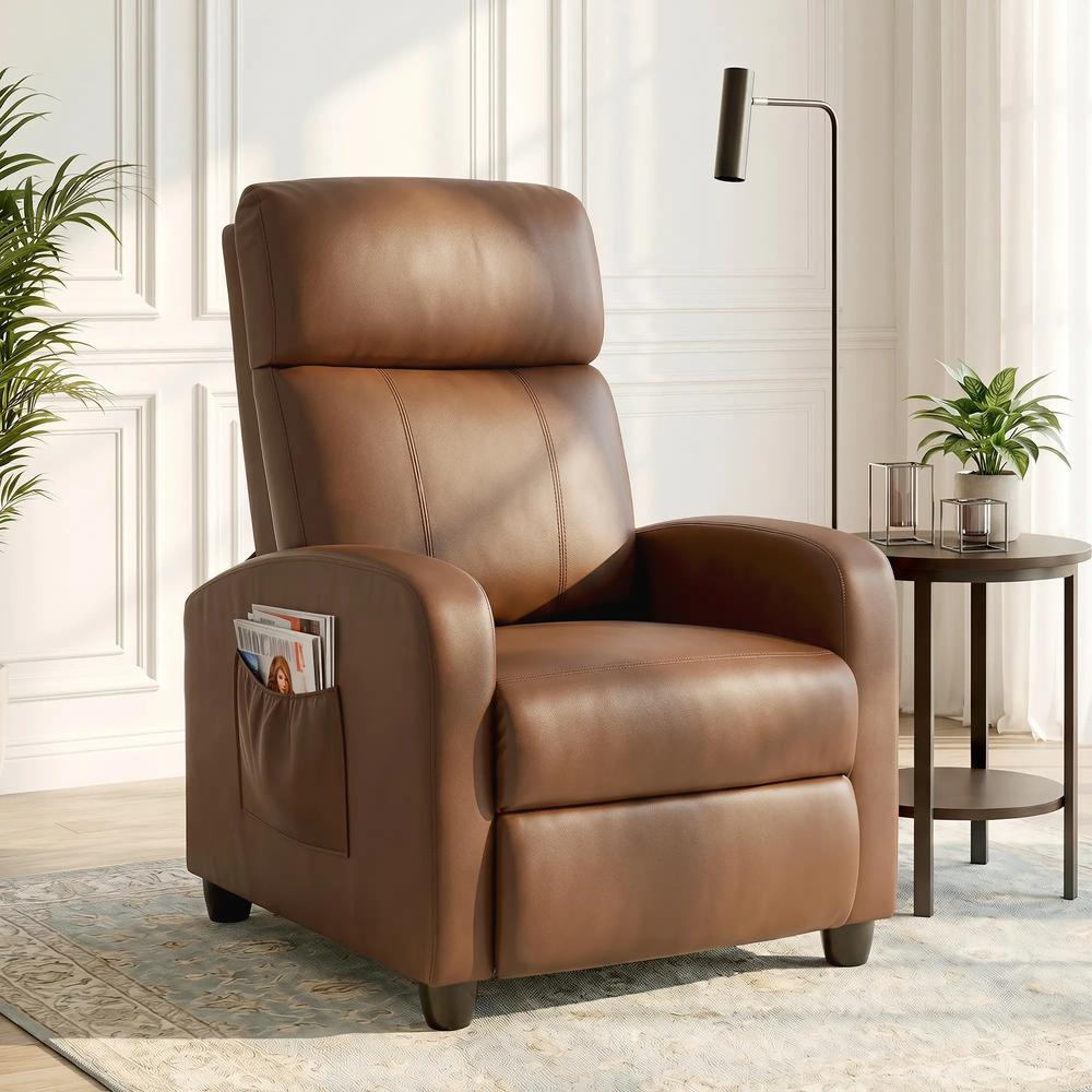 HOMCOM Recliner Armchair, Massage Faux Leather Push Back Reclining Chair with Adjustable Leg Rest, Side Pocket Additional View 29