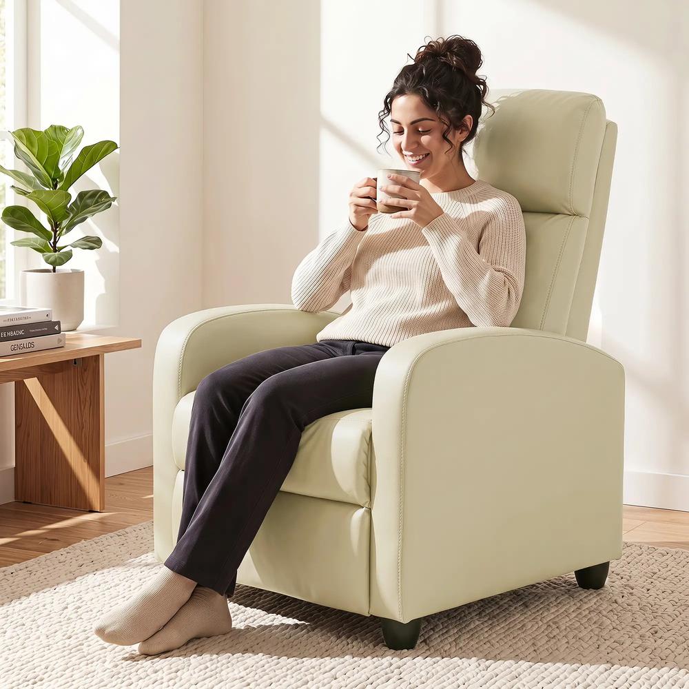 HOMCOM Recliner Armchair, Massage Faux Leather Push Back Reclining Chair with Adjustable Leg Rest, Side Pocket Additional View 8