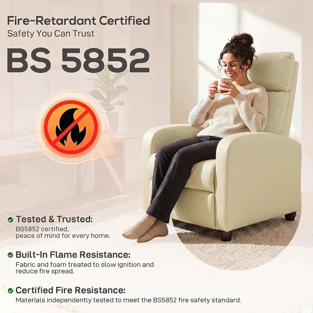 HOMCOM Recliner Armchair, Massage Faux Leather Push Back Reclining Chair with Adjustable Leg Rest, Side Pocket Additional View 9