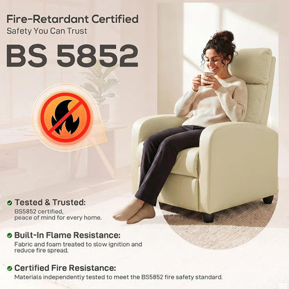 HOMCOM Recliner Armchair, Massage Faux Leather Push Back Reclining Chair with Adjustable Leg Rest, Side Pocket Additional View 9