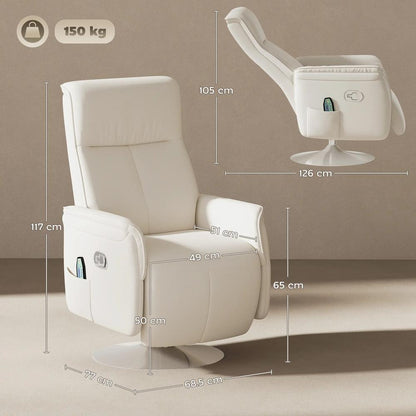 HOMCOM 10-Point Massage Recliner Armchair - Cream Additional View 3
