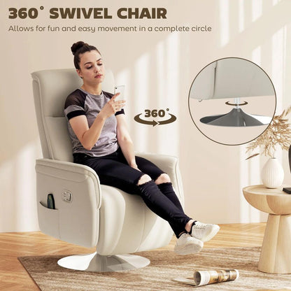HOMCOM 10-Point Massage Recliner Armchair - Cream Additional View 4