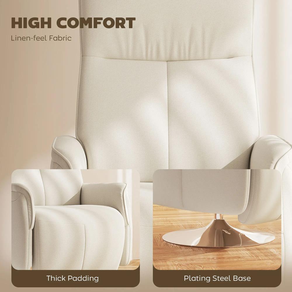 HOMCOM 10-Point Massage Recliner Armchair - Cream Additional View 5