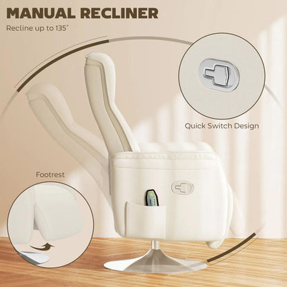 HOMCOM 10-Point Massage Recliner Armchair - Cream Additional View 6