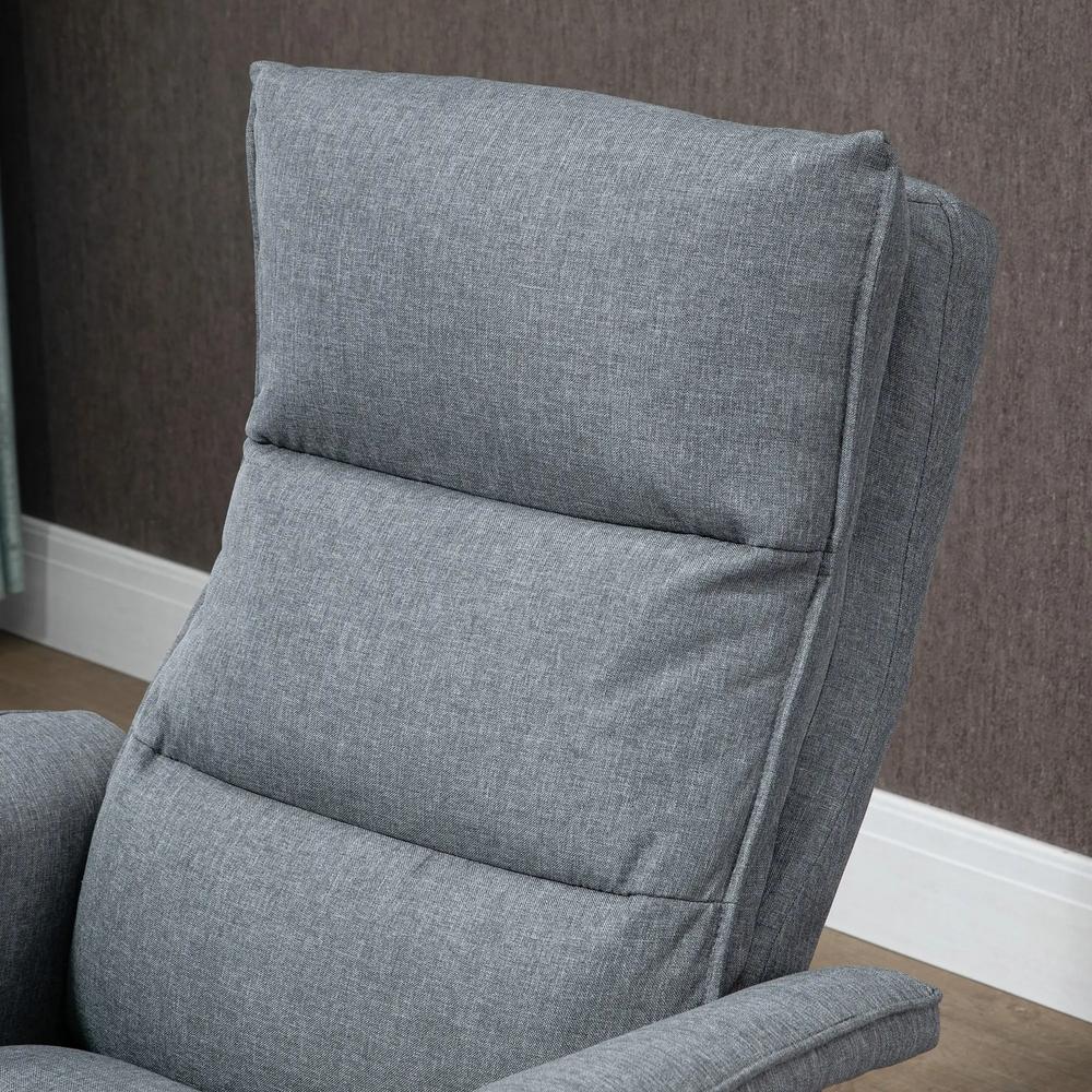 HOMCOM Swivel Recliner Chair and Footstool, Upholstered Massage Recliner Armchair with Remote Control, Timer and Steel Base, Grey Additional View 8