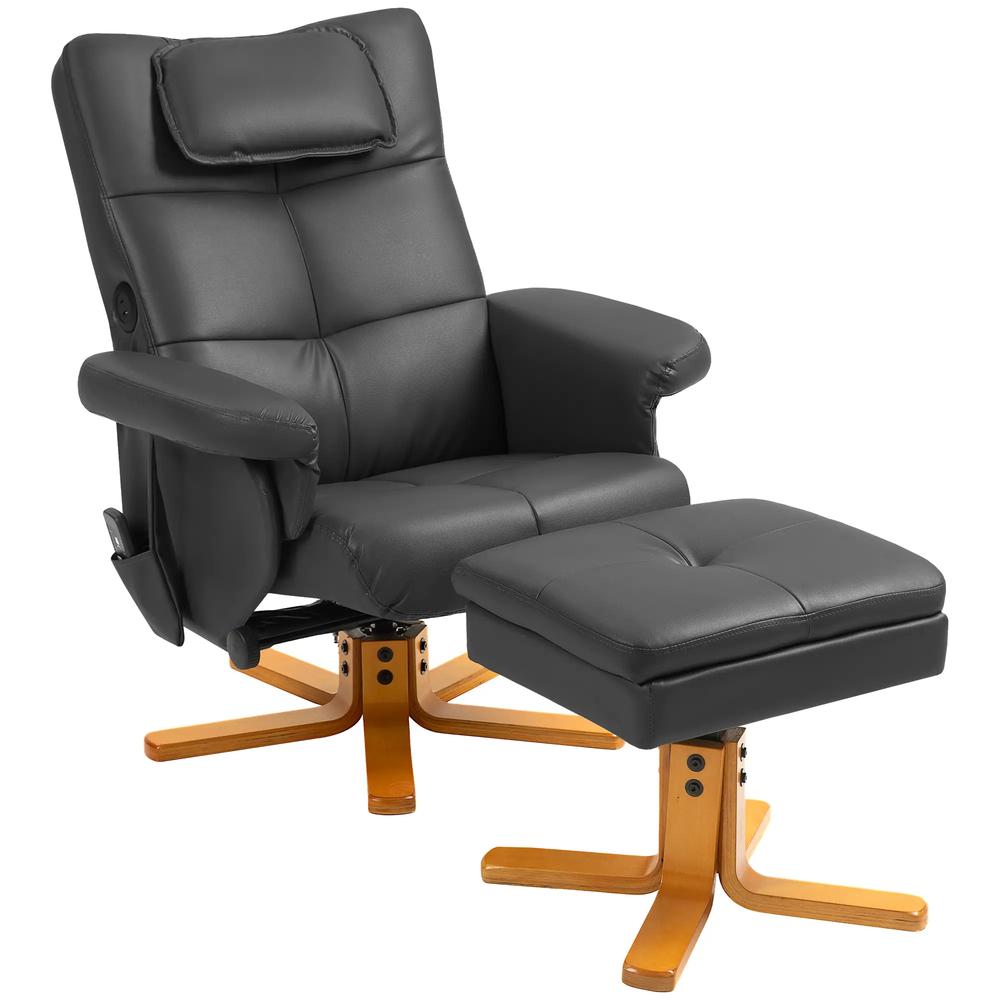 HOMCOM Faux Leather Massage Recliner Chair, with Storage Ottoman Additional View 12
