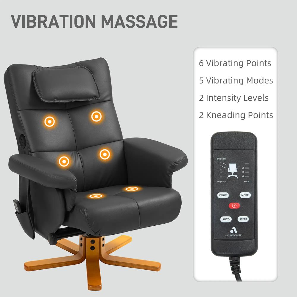 HOMCOM Faux Leather Massage Recliner Chair, with Storage Ottoman Additional View 15