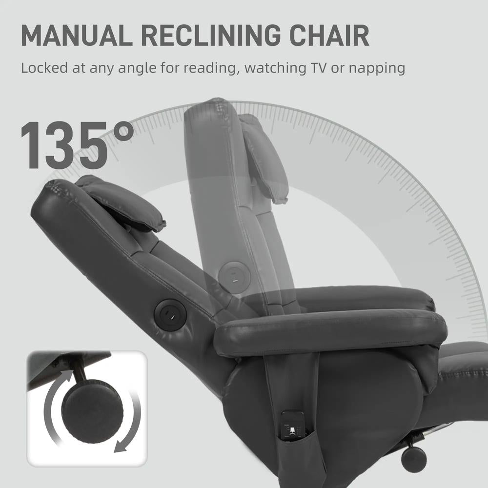 HOMCOM Faux Leather Massage Recliner Chair, with Storage Ottoman Additional View 16