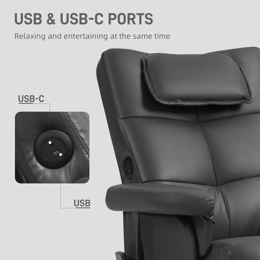 HOMCOM Faux Leather Massage Recliner Chair, with Storage Ottoman Additional View 18