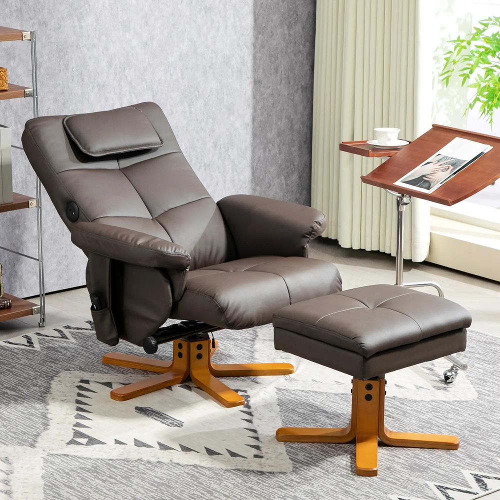 HOMCOM Faux Leather Massage Recliner Chair, with Storage Ottoman Additional View 2