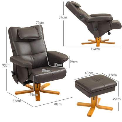 HOMCOM Faux Leather Massage Recliner Chair, with Storage Ottoman Additional View 3