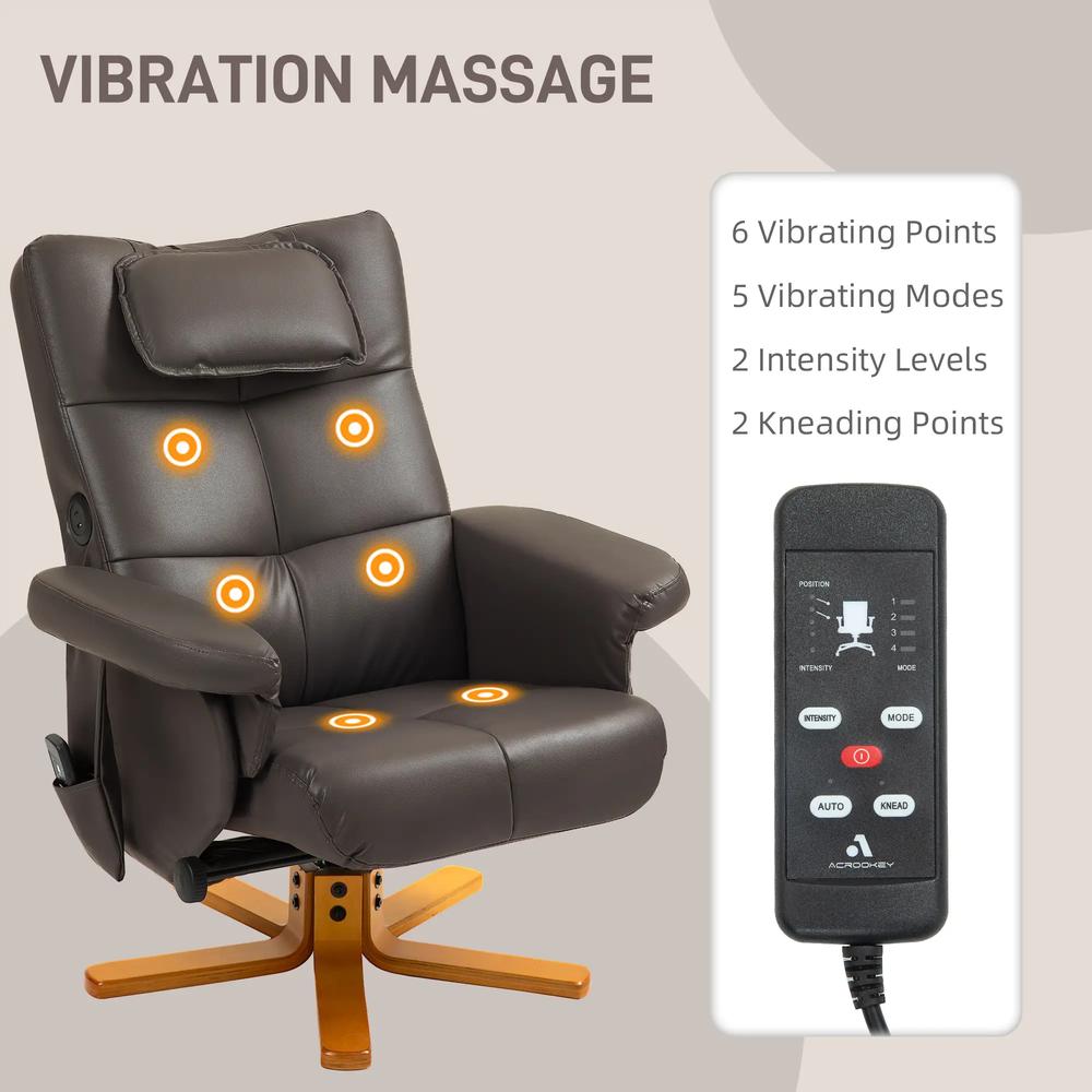 HOMCOM Faux Leather Massage Recliner Chair, with Storage Ottoman Additional View 4