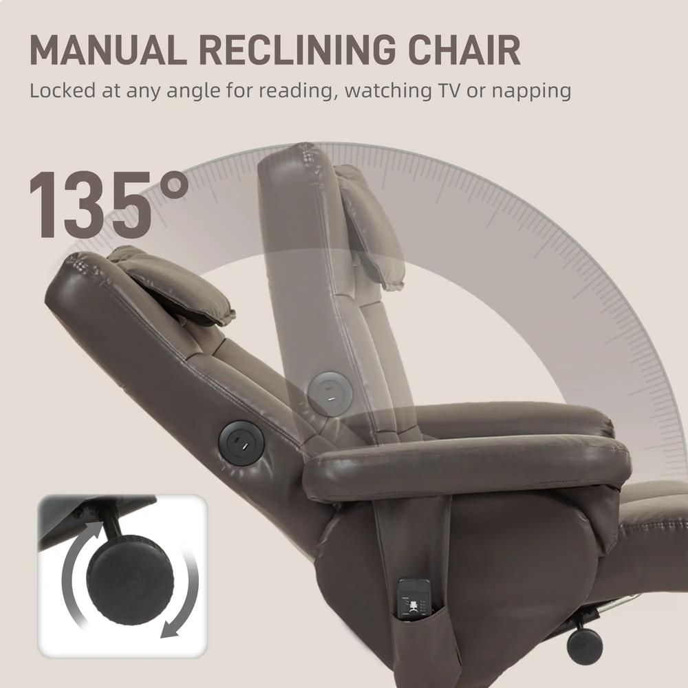 HOMCOM Faux Leather Massage Recliner Chair, with Storage Ottoman Additional View 5