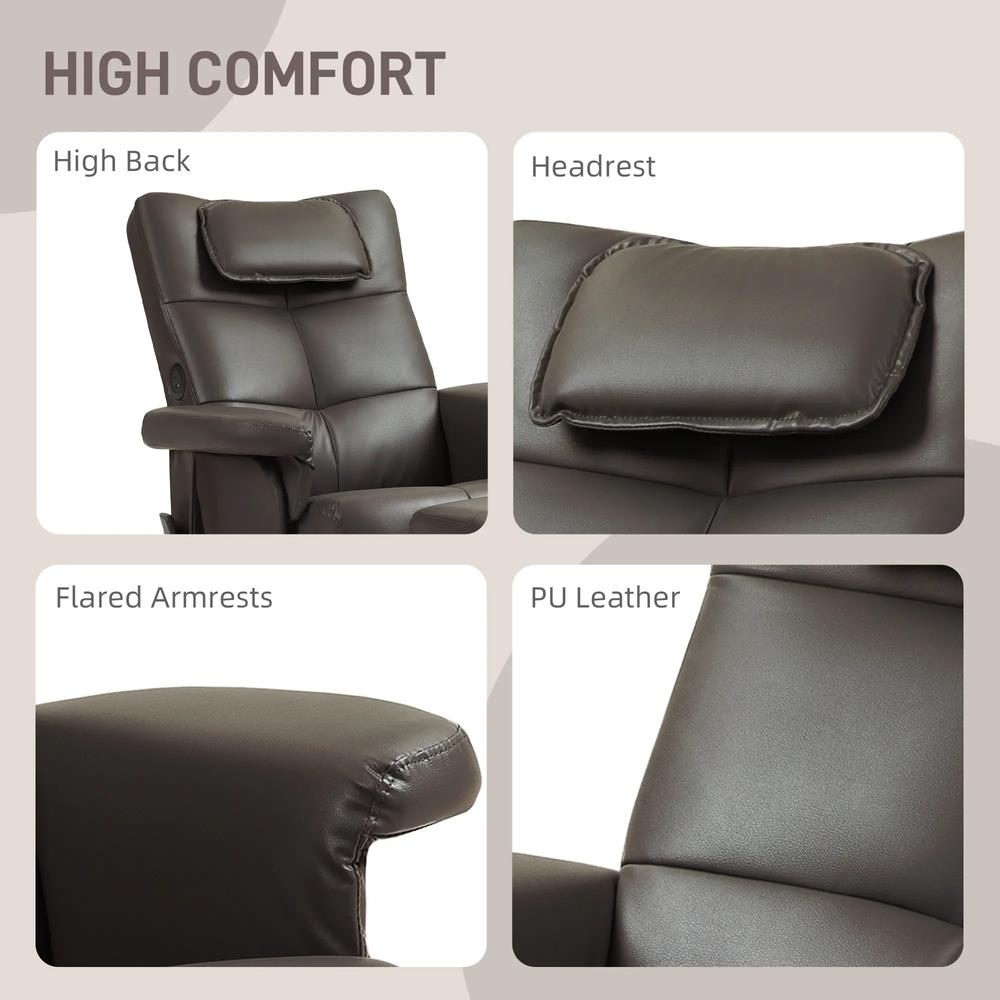 HOMCOM Faux Leather Massage Recliner Chair, with Storage Ottoman Additional View 8