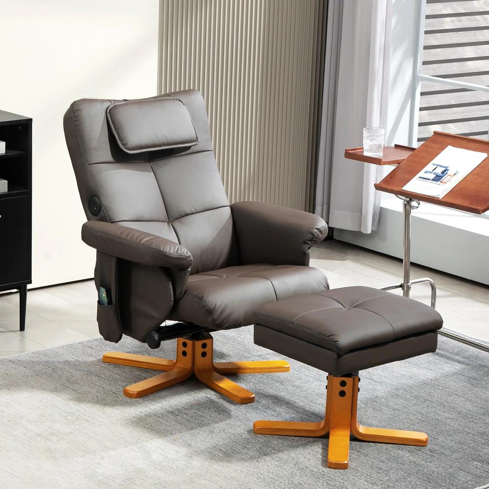 HOMCOM Faux Leather Massage Recliner Chair, with Storage Ottoman Additional View 10