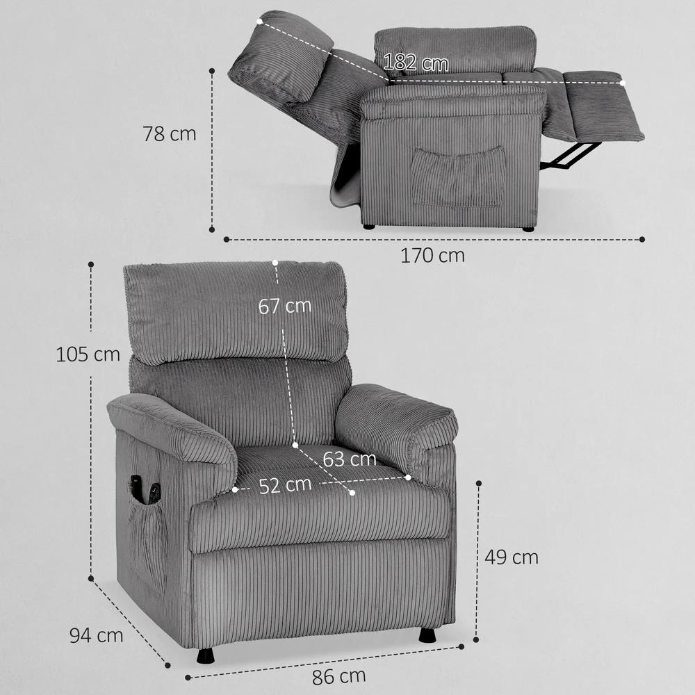 HOMCOM Corduroy Electric Massage Recliner Additional View 14