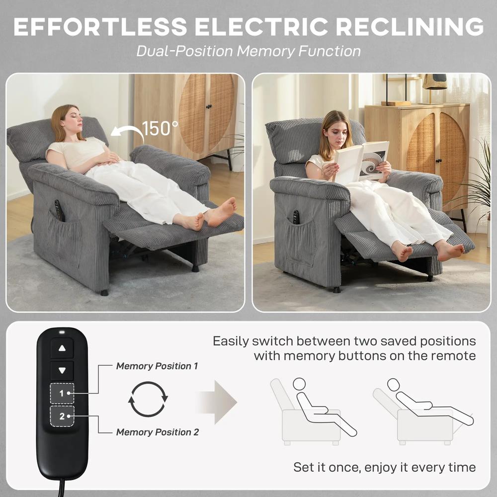HOMCOM Corduroy Electric Massage Recliner Additional View 16