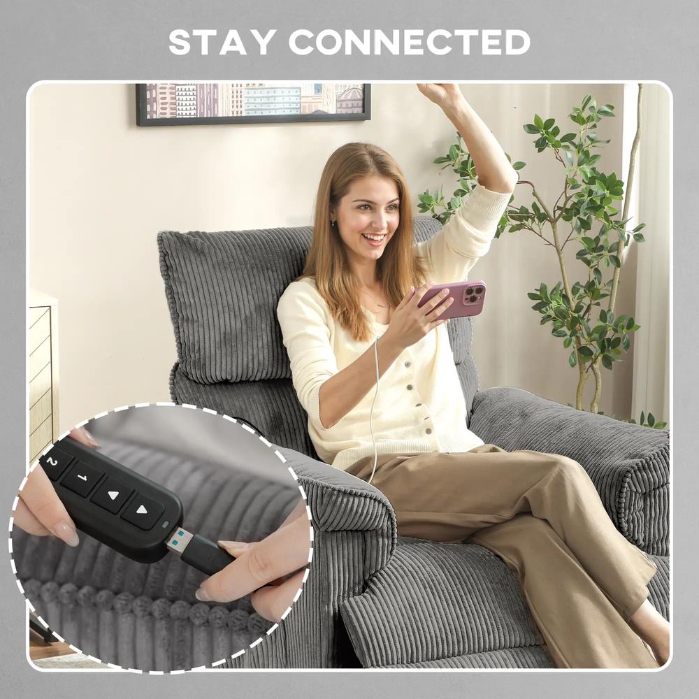 HOMCOM Corduroy Electric Massage Recliner Additional View 19