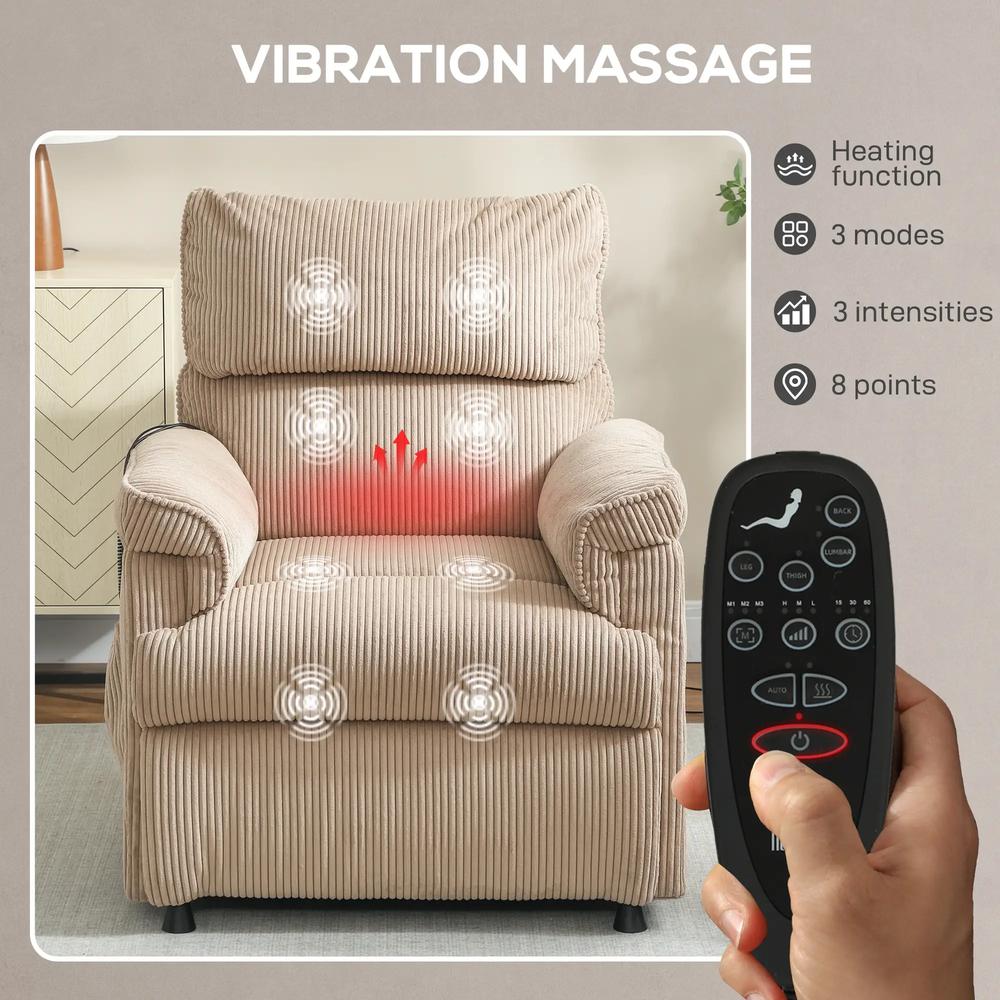 HOMCOM Corduroy Electric Massage Recliner Additional View 4