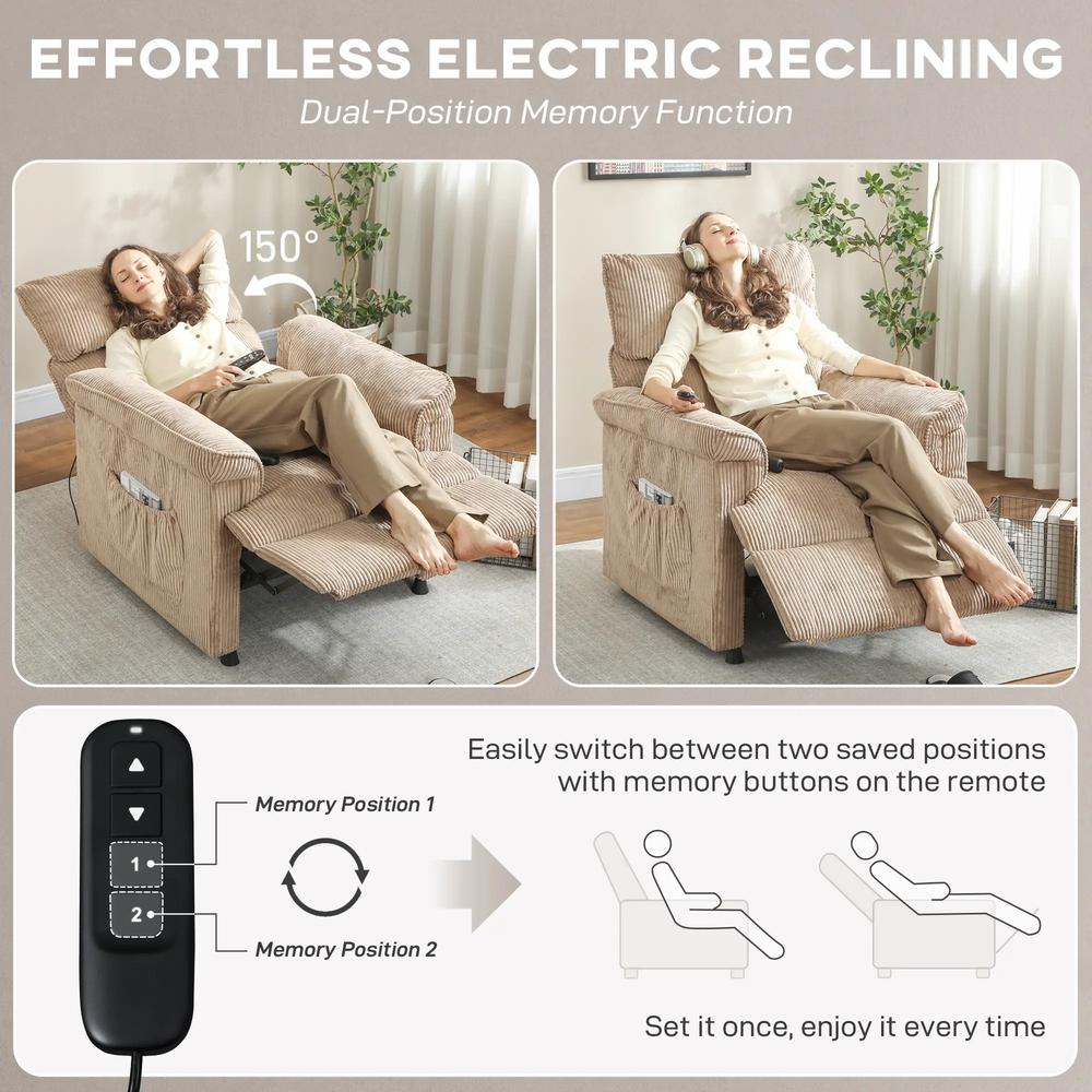 HOMCOM Corduroy Electric Massage Recliner Additional View 5