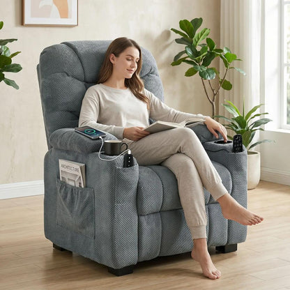 HOMCOM Recliner Armchair with Vibration Massage, Heat, Whisper-Quiet Motor, Memory Function, Power Reclining Chair, Dark Grey Additional View 2