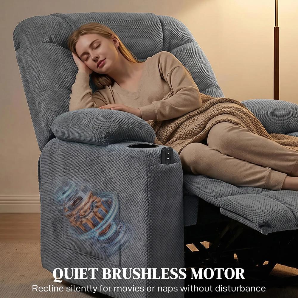HOMCOM Recliner Armchair with Vibration Massage, Heat, Whisper-Quiet Motor, Memory Function, Power Reclining Chair, Dark Grey Additional View 6