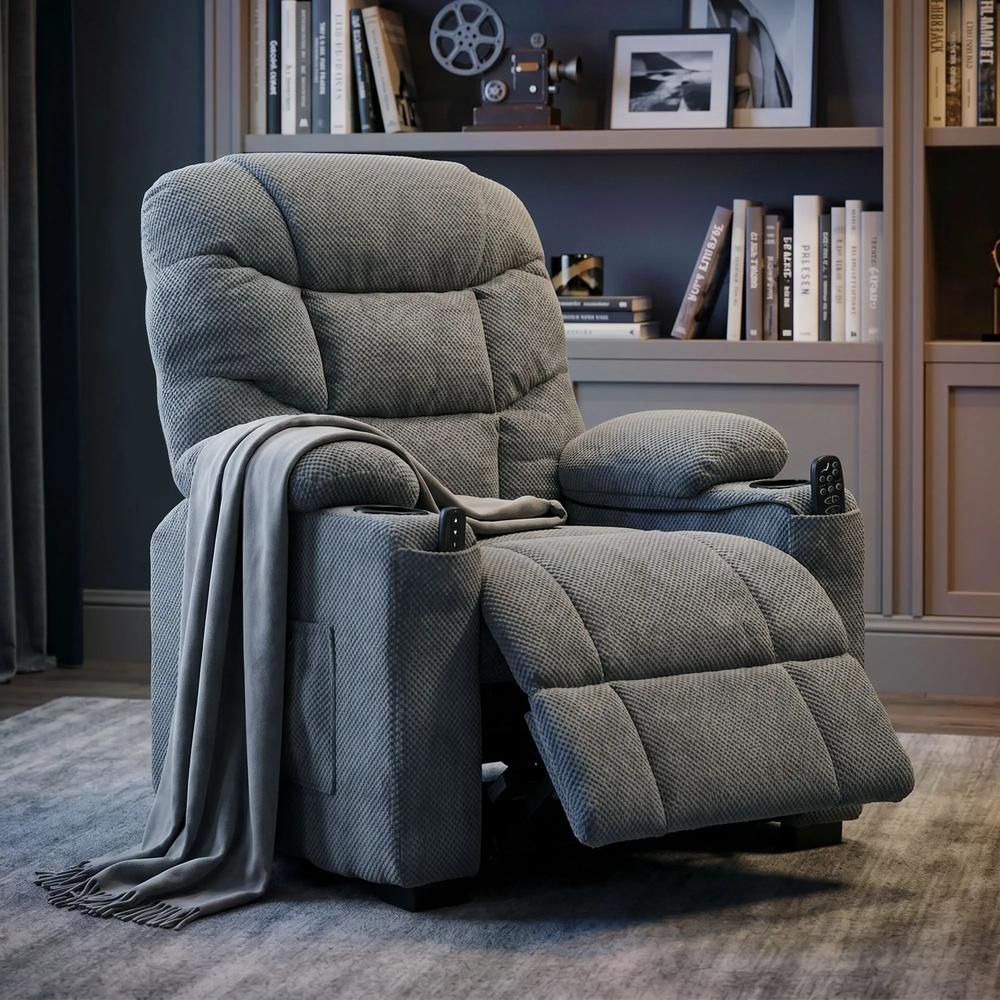 HOMCOM Recliner Armchair with Vibration Massage, Heat, Whisper-Quiet Motor, Memory Function, Power Reclining Chair, Dark Grey Additional View 9