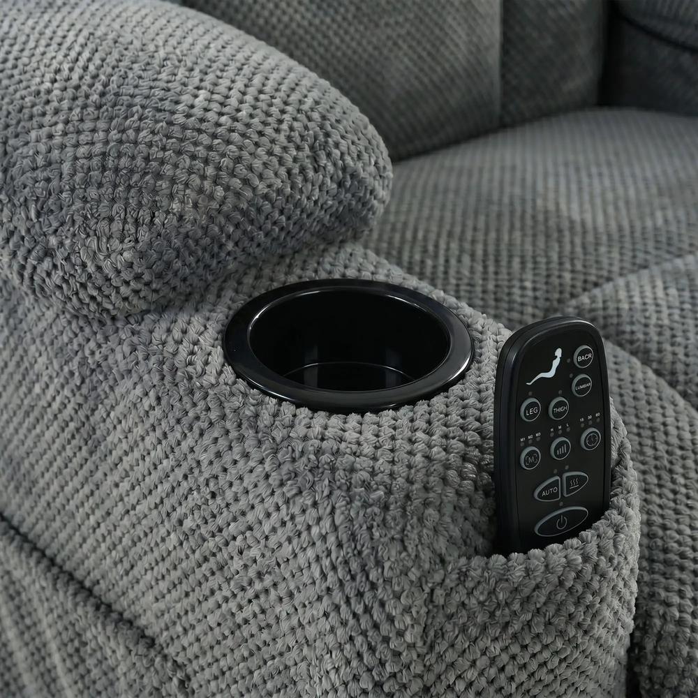 HOMCOM Recliner Armchair with Vibration Massage, Heat, Whisper-Quiet Motor, Memory Function, Power Reclining Chair, Dark Grey Additional View 10