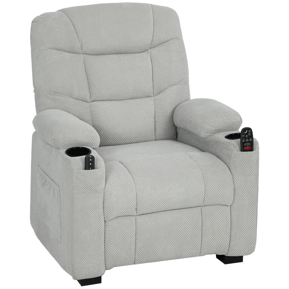 HOMCOM Electric Massage Recliner Armchair with Vibration, Heat, Whisper-Quiet Motor, Memory Function, Fleece Power Reclining Chair with Spring Pack, USB Port, Footrest Additional View 11