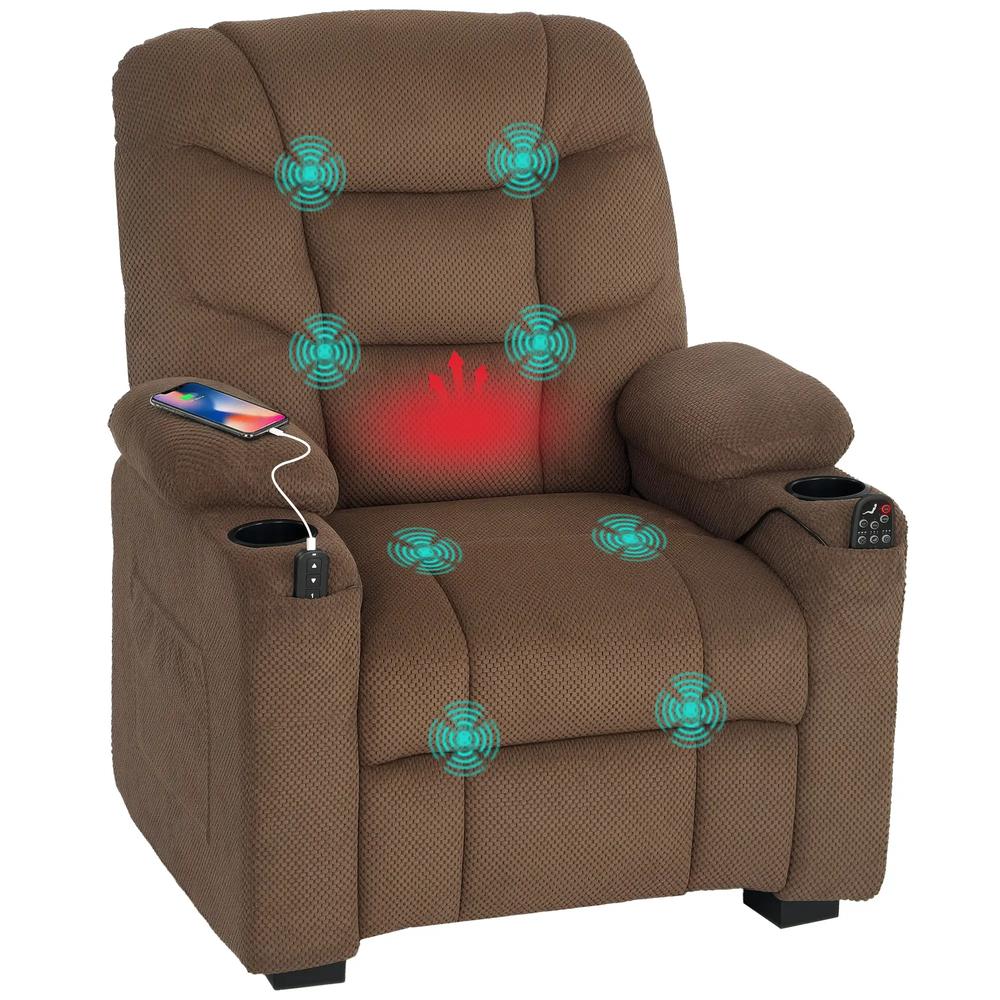 HOMCOM Electric Massage Recliner Armchair with Vibration, Heat, Whisper-Quiet Motor, Memory Function, Fleece Power Reclining Chair with Spring Pack, USB Port, Footrest Additional View 13