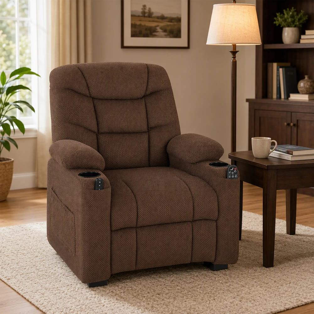 HOMCOM Electric Massage Recliner Armchair with Vibration, Heat, Whisper-Quiet Motor, Memory Function, Fleece Power Reclining Chair with Spring Pack, USB Port, Footrest Additional View 19
