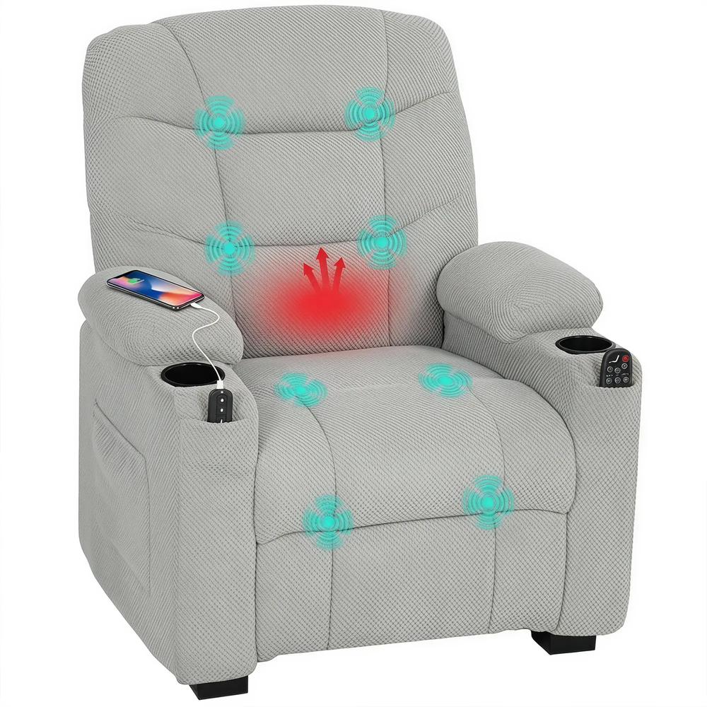 HOMCOM Electric Massage Recliner Armchair with Vibration, Heat, Whisper-Quiet Motor, Memory Function, Fleece Power Reclining Chair with Spring Pack, USB Port, Footrest Additional View 2