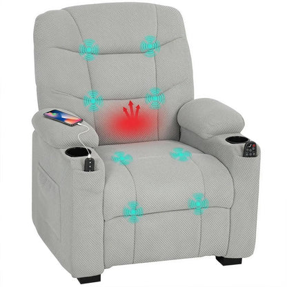 HOMCOM Electric Massage Recliner Armchair with Vibration, Heat, Whisper-Quiet Motor, Memory Function, Fleece Power Reclining Chair with Spring Pack, USB Port, Footrest Additional View 2