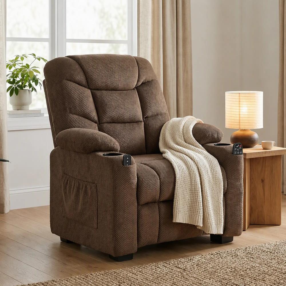 HOMCOM Electric Massage Recliner Armchair with Vibration, Heat, Whisper-Quiet Motor, Memory Function, Fleece Power Reclining Chair with Spring Pack, USB Port, Footrest Additional View 21
