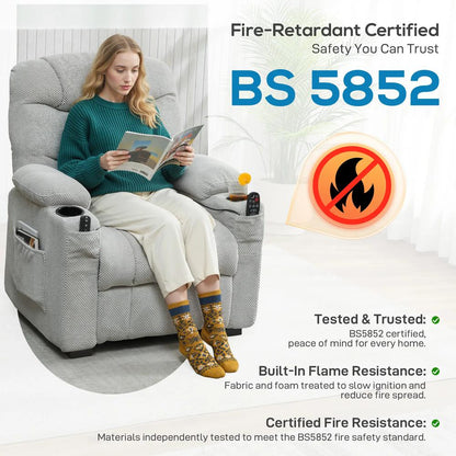 HOMCOM Electric Massage Recliner Armchair with Vibration, Heat, Whisper-Quiet Motor, Memory Function, Fleece Power Reclining Chair with Spring Pack, USB Port, Footrest Additional View 9
