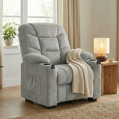 HOMCOM Electric Massage Recliner Armchair with Vibration, Heat, Whisper-Quiet Motor, Memory Function, Fleece Power Reclining Chair with Spring Pack, USB Port, Footrest Additional View 10
