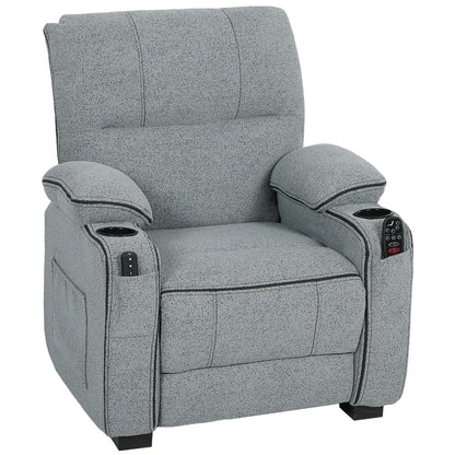 HOMCOM Electric Massage Recliner Armchair with Vibration, Heat, Memory Function, Velvet Power Reclining Chair with Spring Pack, USB Port, Footrest, Side Pockets, Cup Holders Additional View 11