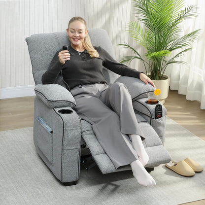 HOMCOM Electric Massage Recliner Armchair with Vibration, Heat, Memory Function, Velvet Power Reclining Chair with Spring Pack, USB Port, Footrest, Side Pockets, Cup Holders Additional View 2