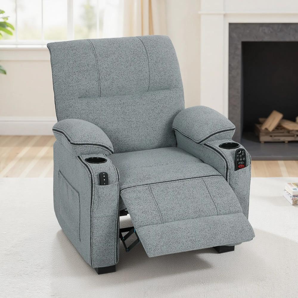 HOMCOM Electric Massage Recliner Armchair with Vibration, Heat, Memory Function, Velvet Power Reclining Chair with Spring Pack, USB Port, Footrest, Side Pockets, Cup Holders Additional View 9