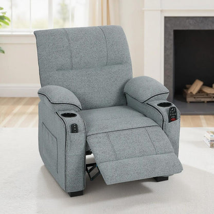 HOMCOM Electric Massage Recliner Armchair with Vibration, Heat, Memory Function, Velvet Power Reclining Chair with Spring Pack, USB Port, Footrest, Side Pockets, Cup Holders Additional View 9