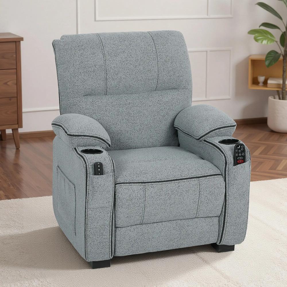 HOMCOM Electric Massage Recliner Armchair with Vibration, Heat, Memory Function, Velvet Power Reclining Chair with Spring Pack, USB Port, Footrest, Side Pockets, Cup Holders Additional View 10