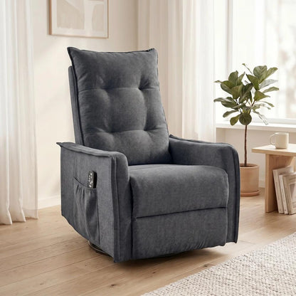HOMCOM Recliner Armchair, Chenille Recliner Chair with Massage and Heat, 360&deg; Swivel Rocking Manual Recliner Additional View 14