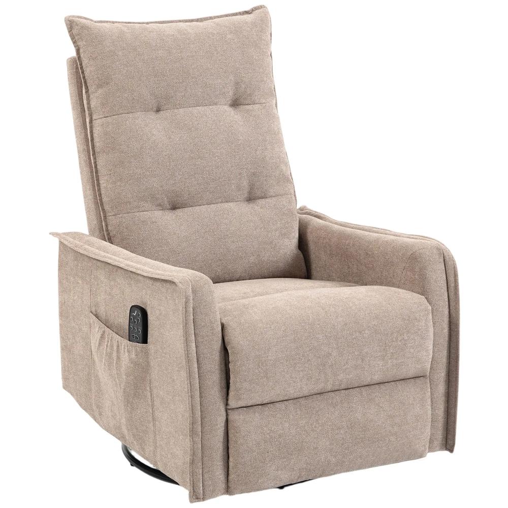 HOMCOM Recliner Armchair, Chenille Recliner Chair with Massage and Heat, 360&deg; Swivel Rocking Manual Recliner Additional View 16