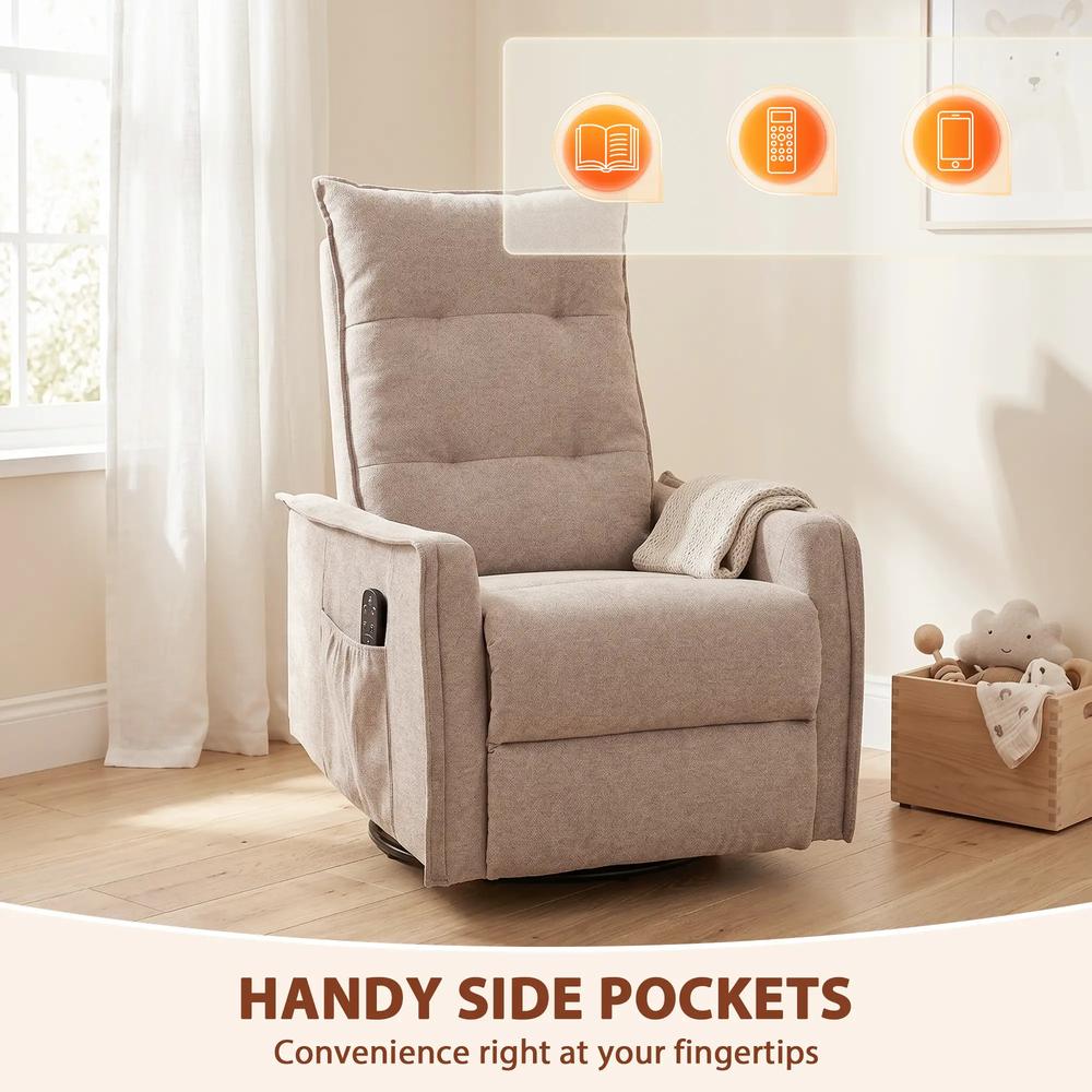 HOMCOM Recliner Armchair, Chenille Recliner Chair with Massage and Heat, 360&deg; Swivel Rocking Manual Recliner Additional View 22